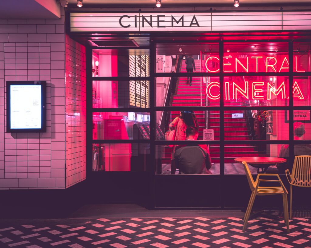 store front with a cinema sign